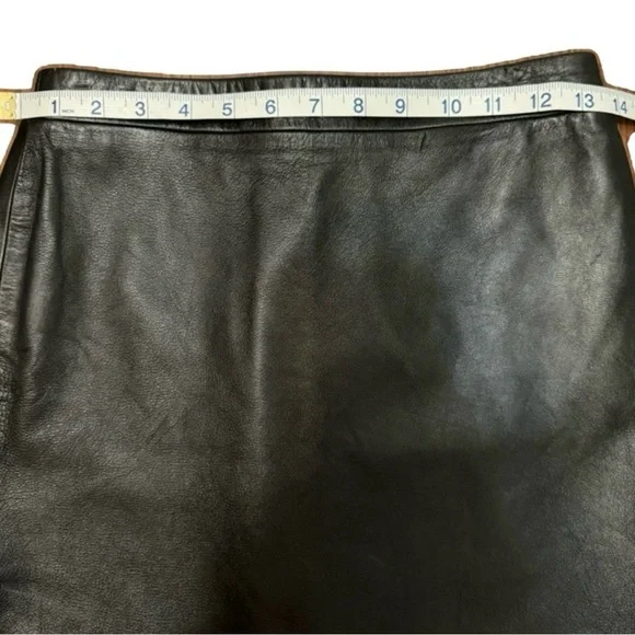 BCBGMaxAzria Leather Skirt Black Mini A-Line Size 4 Lamb Leather